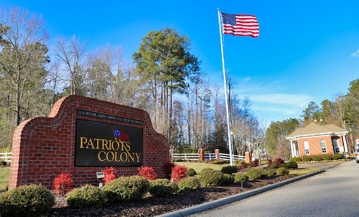 Patriots Colony Private Community entrance sign