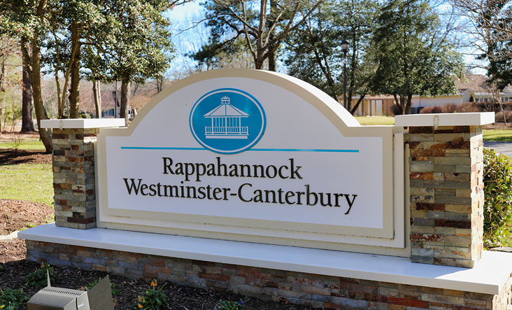 Rappahannock Westminster-Canterbury Private Community entrance sign