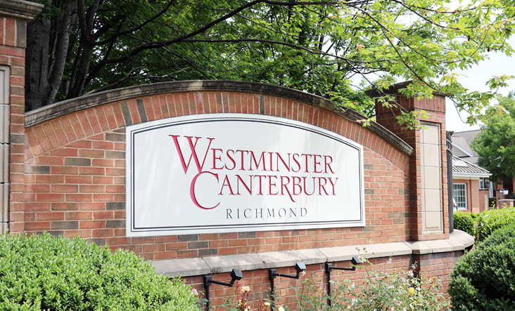 Westminster Canterbury Richmond entrance sign