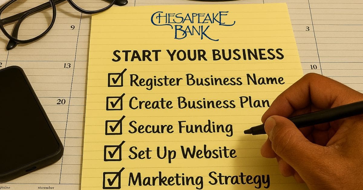 Start your business checklist on notepad at desk