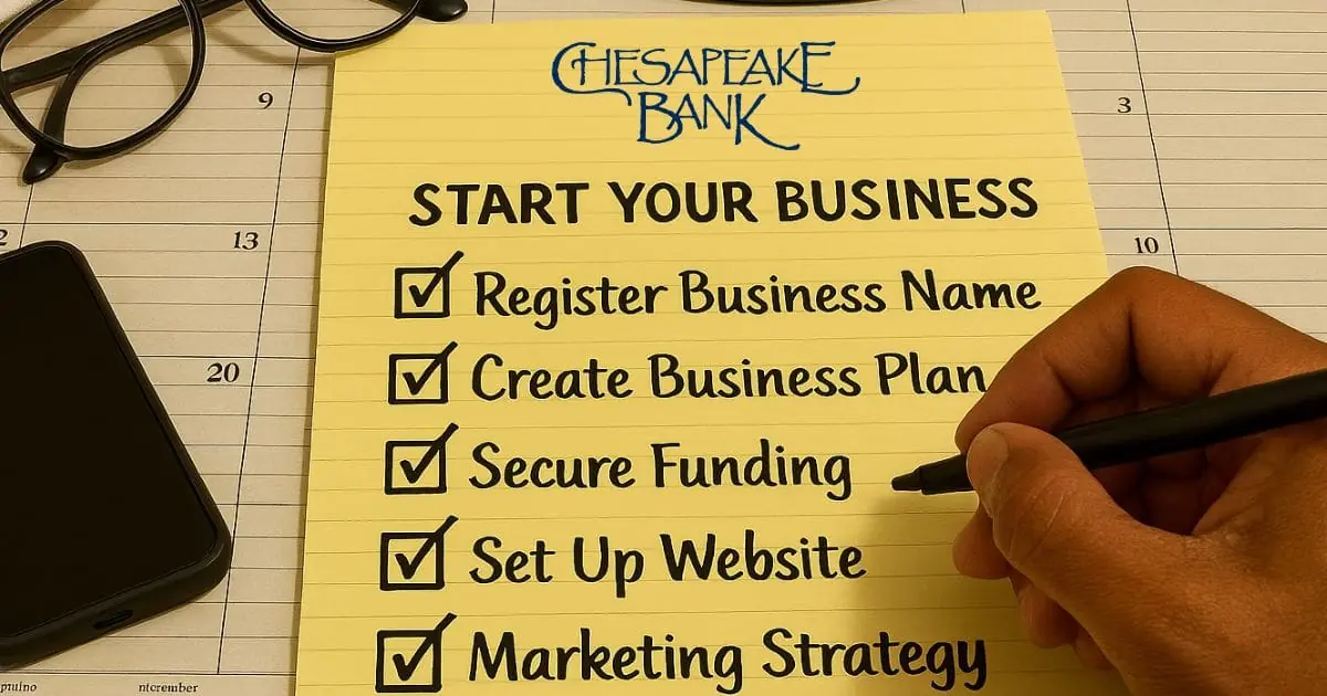 Start your business checklist on notepad at desk