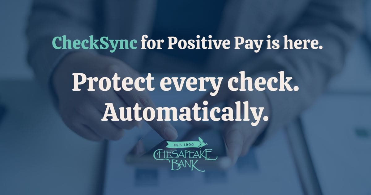 Introducing CheckSync for positive pay. Protect your check automatically.